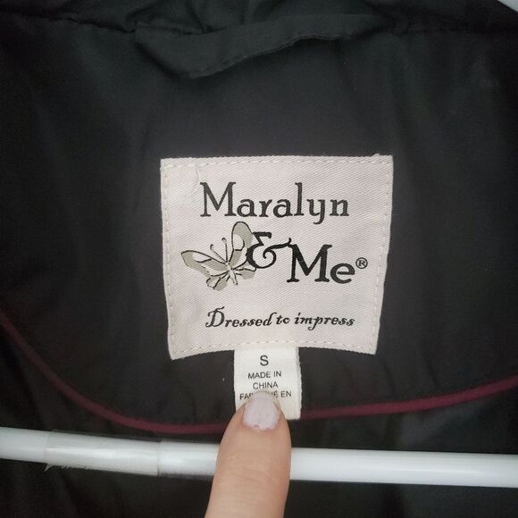 Maralyn & Me Black Puffer Coat with Fur Rimmed Hood Women's Size Small - Picture 3 of 3